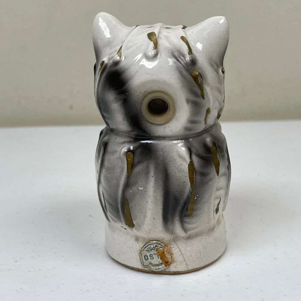 Tilso‎ Vintage Cat Salt Shaker Grey Hand Painted Ceramic Japan Kitsch Decor